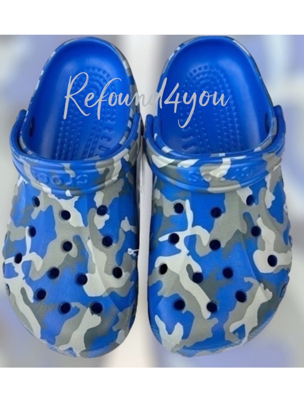 Crocs - ‘Bright Blue Camo’ Baya clogs. Woman SZ:7,8,10 NWT. Firm!  No offers